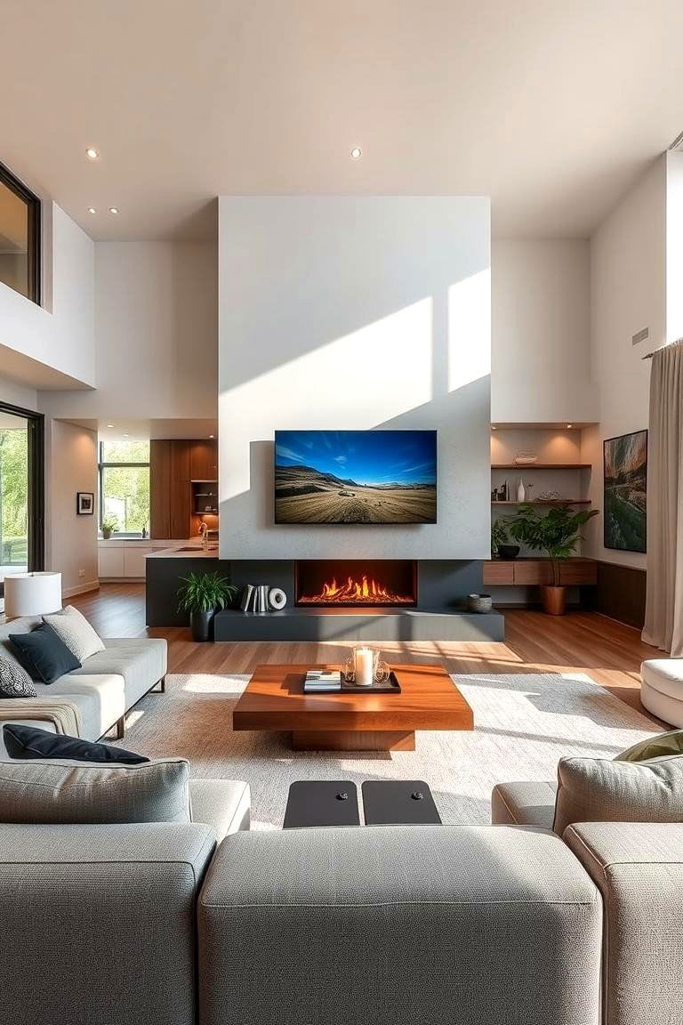 Open Concept Living Centerpiece - 24 Tv Over Fireplace Ideas