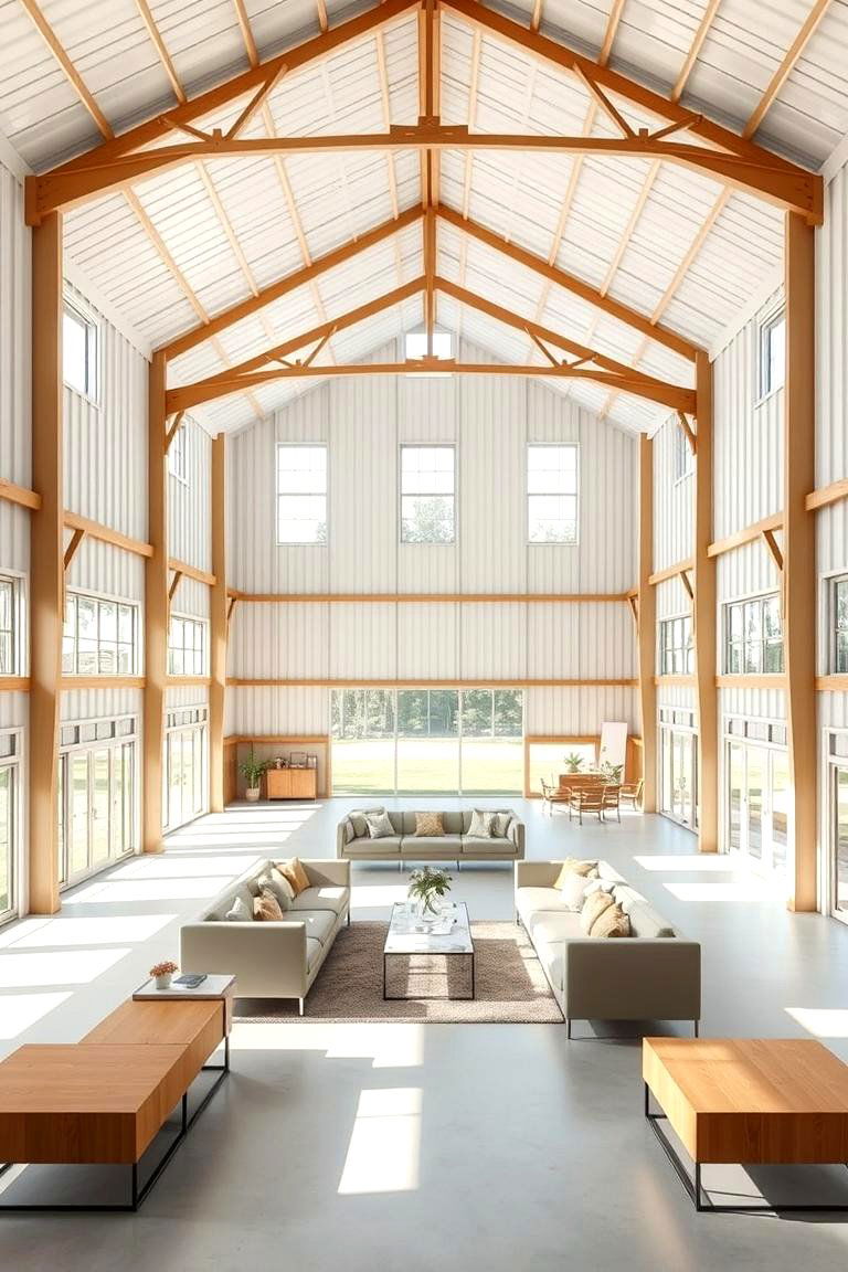 Open Concept Living Space - 24 Pole Barn Interior Ideas