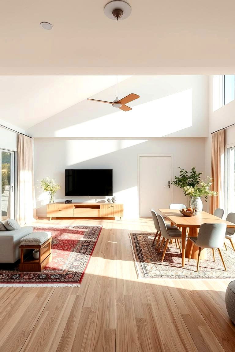 Open Concept Living and Dining - 24 Small Living Room Ideas With Tv and Dining Table