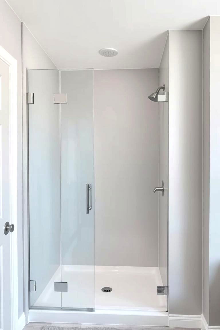 Open Concept Shower with Partial Glass Screen - 24 Small Bathroom Walk in Shower Ideas