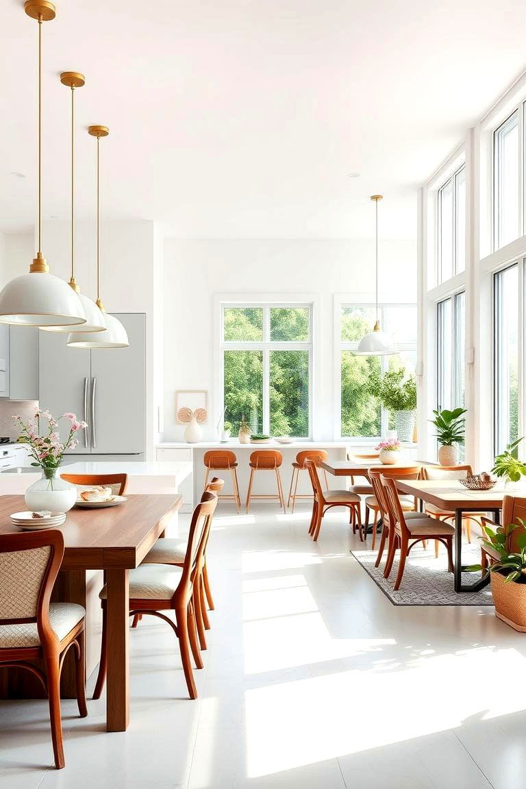 Open Concept White Kitchen and Dining - 24 White Kitchen Ideas