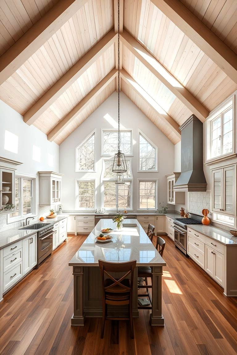 Open Concept with High Ceilings - 24 Sloped Ceiling Kitchen Ideas