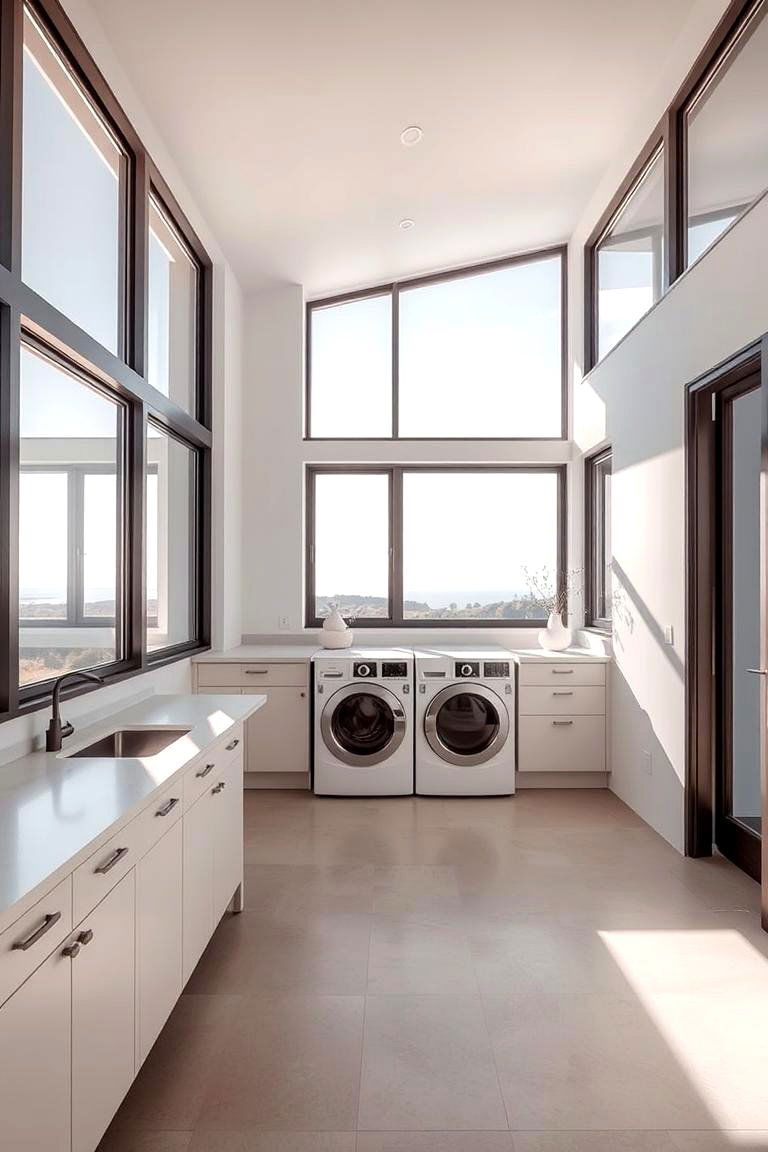 Open Concept with Natural Light - 24 Garage Laundry Room Ideas