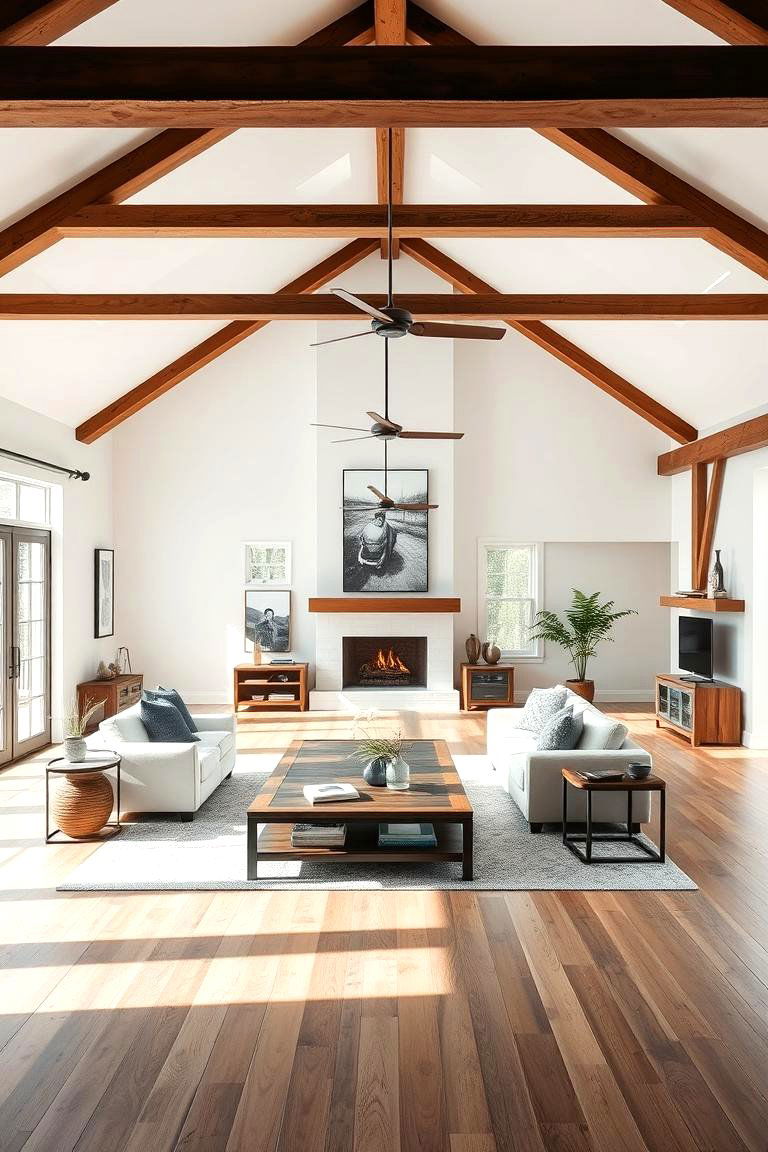 Open Floor Plan Living Spaces - 24 Farmhouse Living Room Ideas