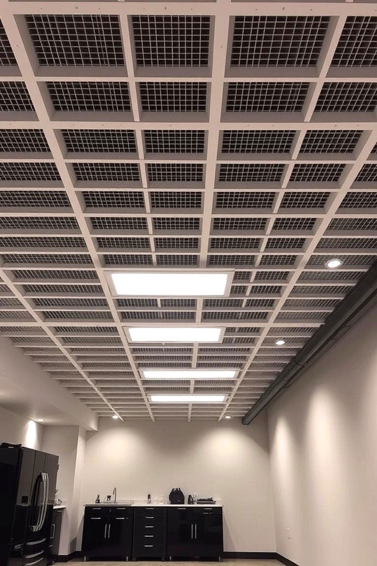 Open Grid Ceiling System - 24 Exposed Basement Ceiling Ideas