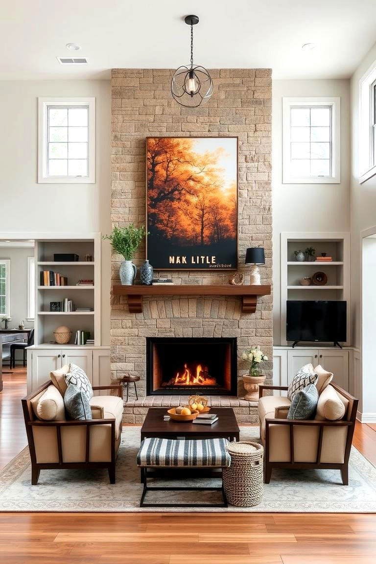 Open Plan Fireplace Nook - 24 Craftsman-style Fireplace Ideas