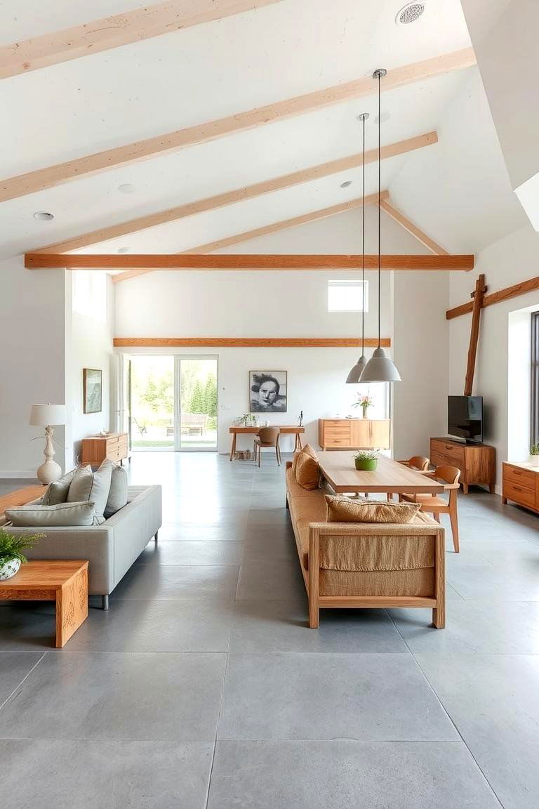Open Plan Foundation - 24 Rustic Concrete Floor Living Room Ideas