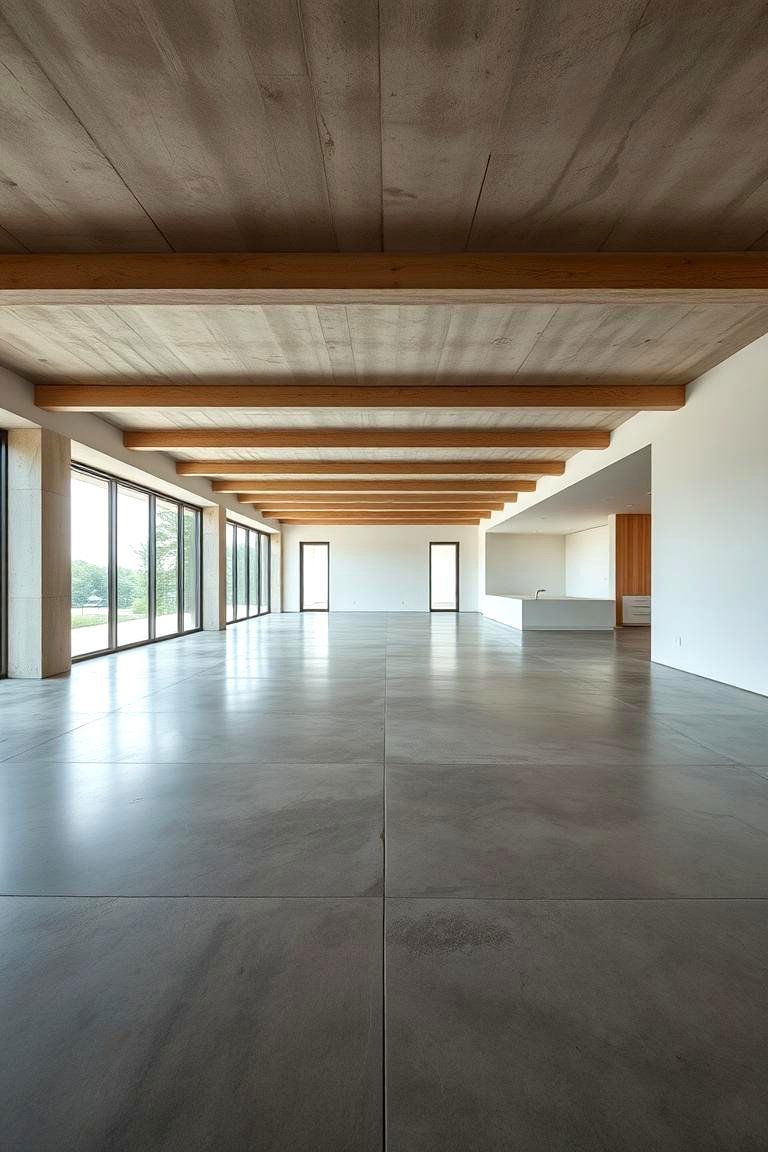Open Plan Highlight with Concrete Flooring - 24 Concrete Floor Living Room Ideas