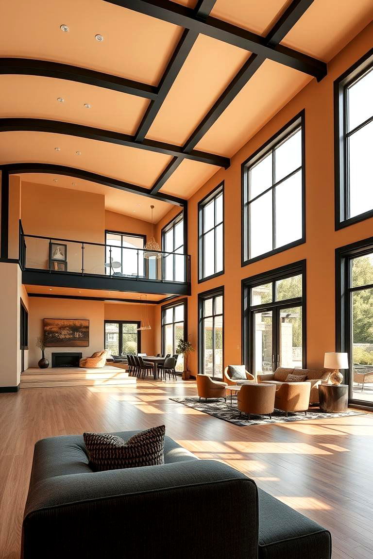 Open Plan Tan House with Flowing Black Trim - 24 Tan House With Black Trim Design Ideas