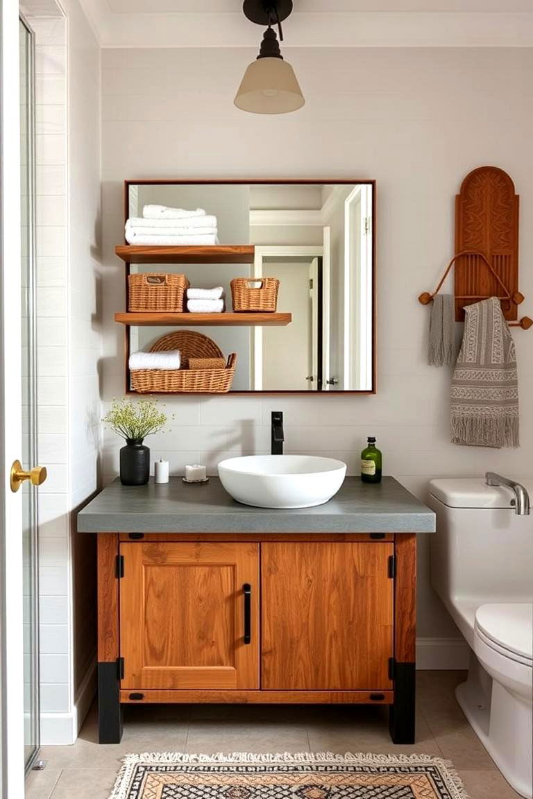 Open Shelf Vanity for Display - 24 Wood Bathroom Vanity Ideas