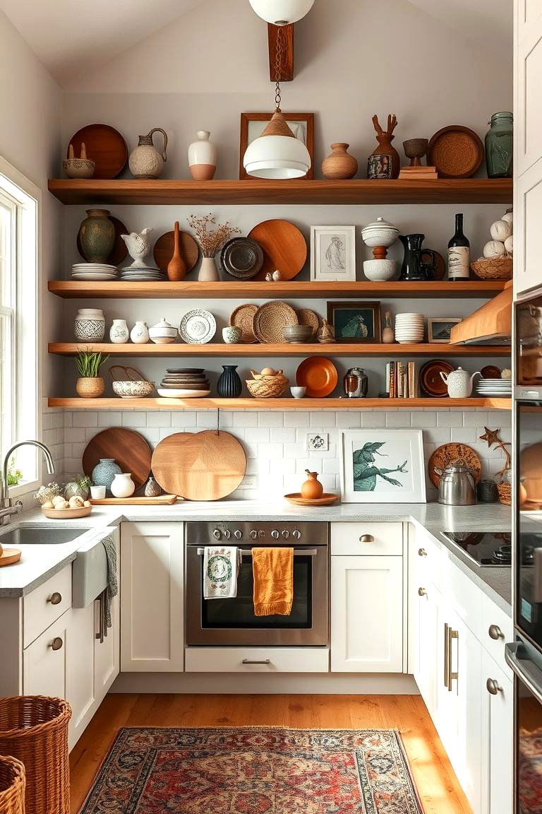 Open Shelving Display - 24 Boho Kitchen Ideas
