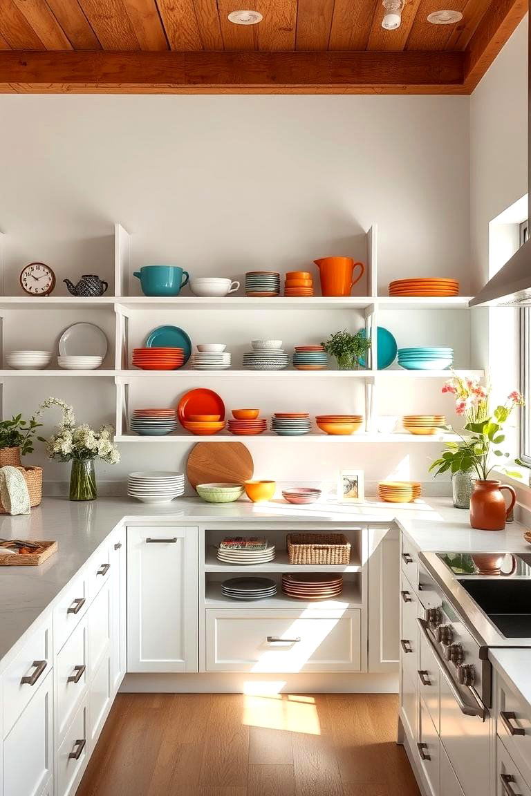Open Shelving Displays - 24 Cozy Kitchen Ideas