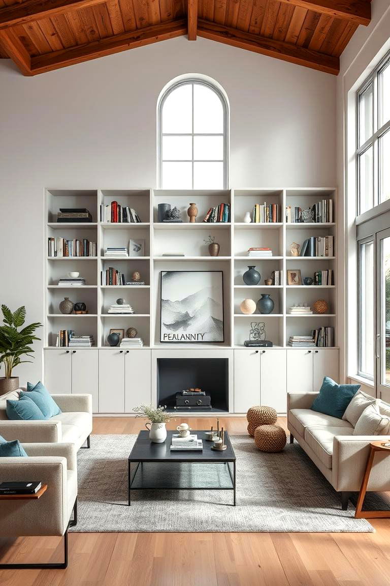 Open Shelving Displays - 24 Joanna Gaines Living Room Ideas