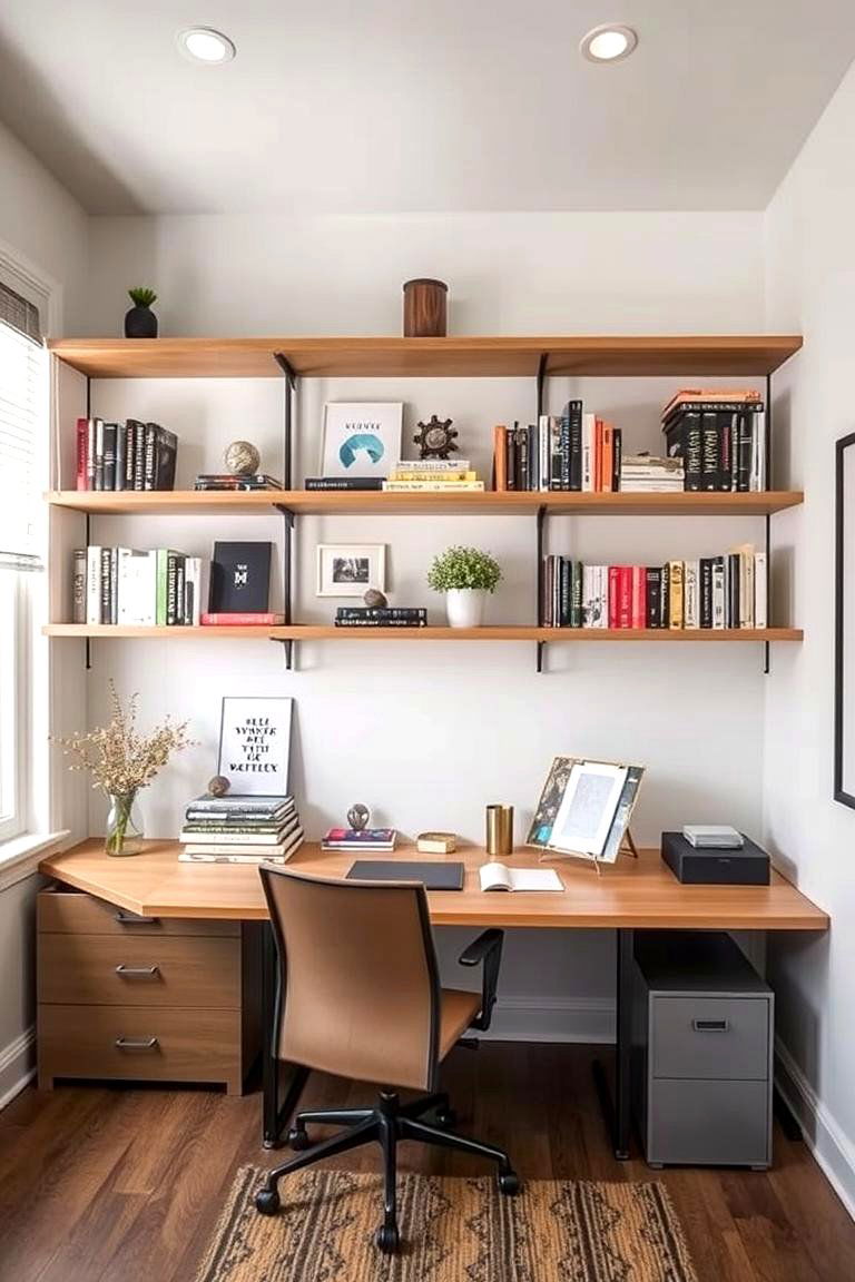 Open Shelving Installations - 24 Small Office Ideas