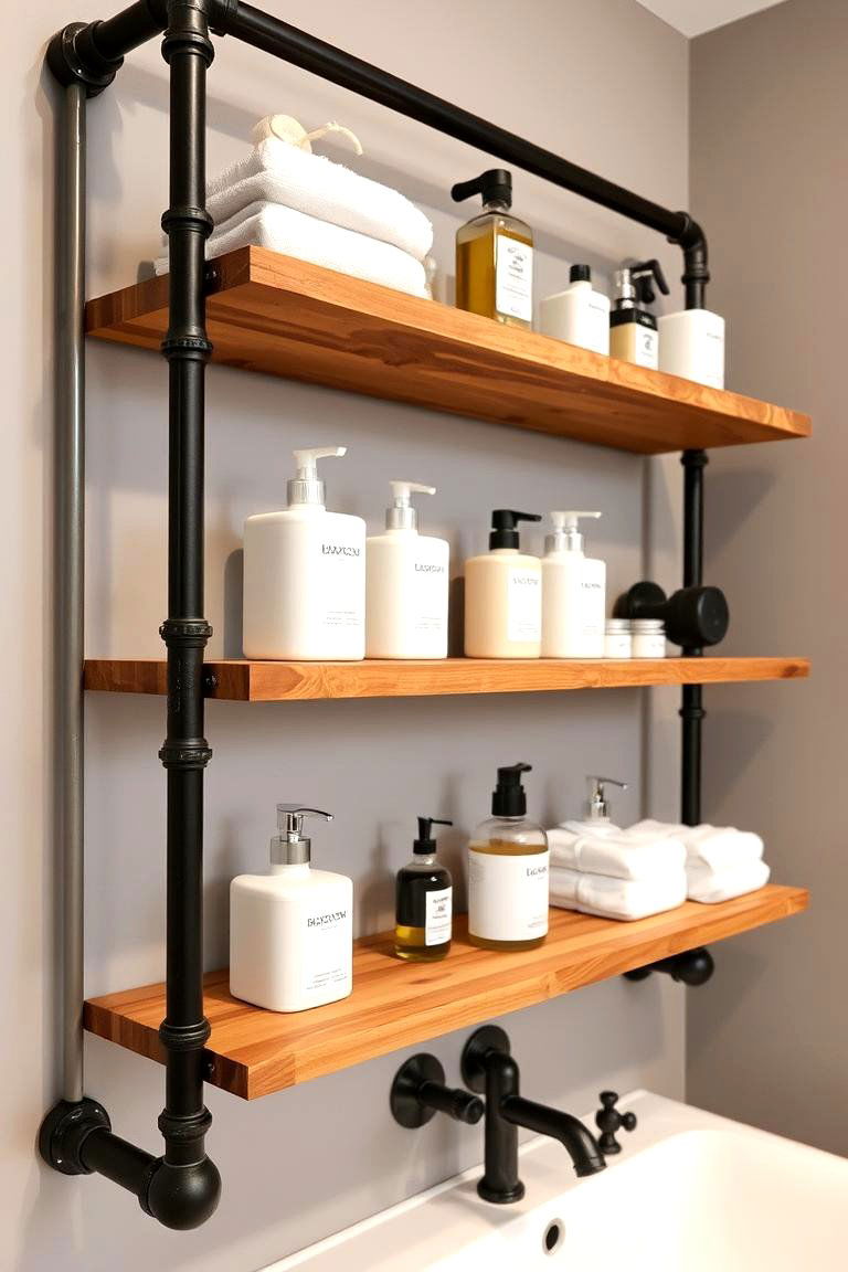 Open Shelving Units - 24 Industrial Bathroom Ideas
