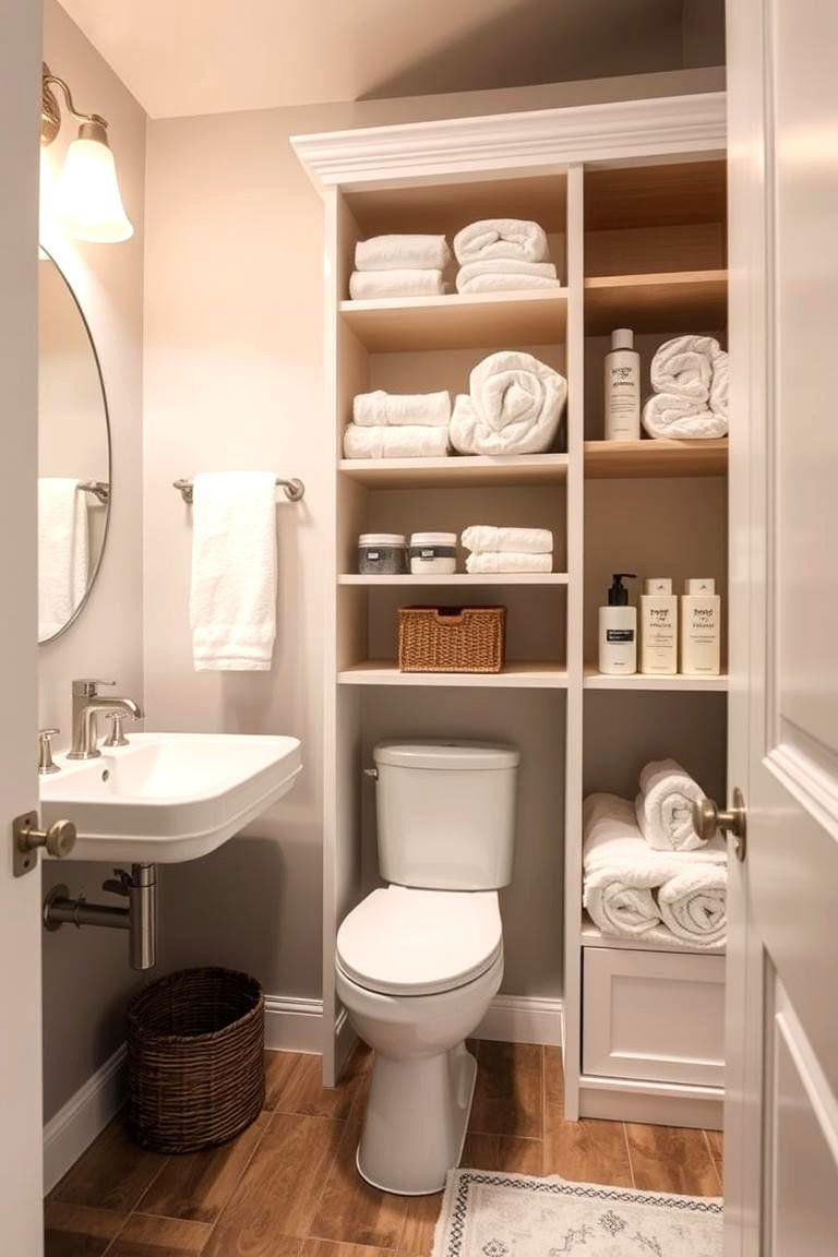 Open Shelving and Organized Cubbies - 24 Family Bathroom Ideas