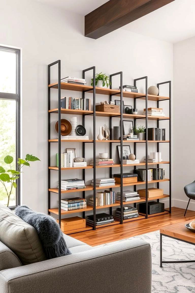 Open Shelving and Storage - 24 Industrial Living Room Ideas