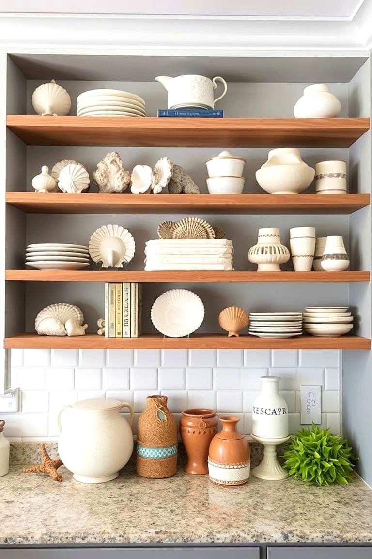 Open Shelving for Coastal Charm - 24 Beach House Decor Ideas