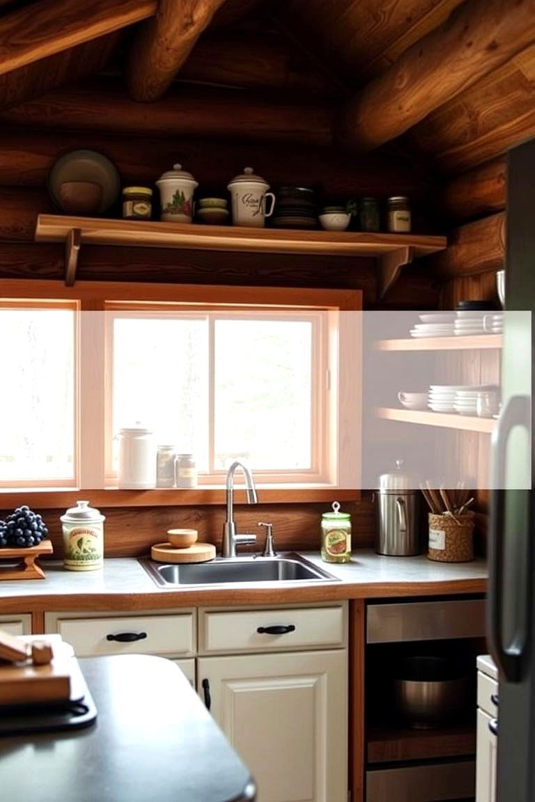 Open Shelving for Display - 24 Log Cabin Interior Design Ideas