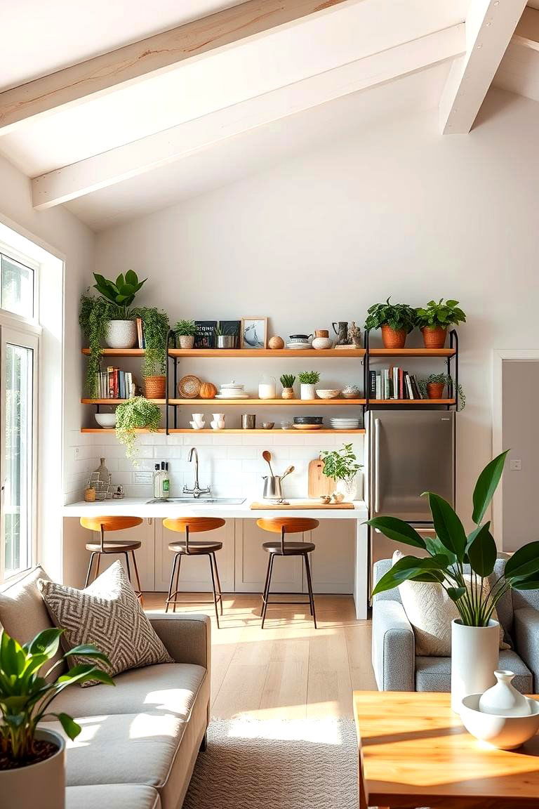 Open Shelving for Display - 24 Open Kitchen Living Room Ideas