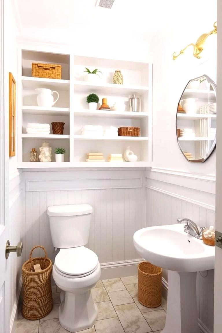 Open Shelving for Display - 24 Small Powder Room Ideas