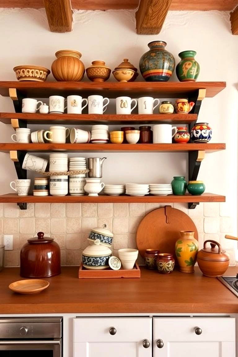 Open Shelving for Display - 24 Spanish Style Kitchen Ideas
