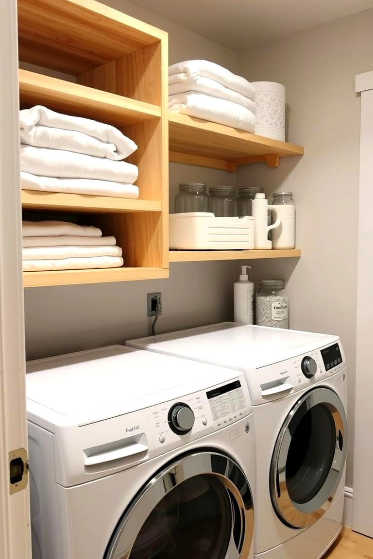 Open Shelving for Display and Accessibility - 24 Modern Laundry Room Ideas