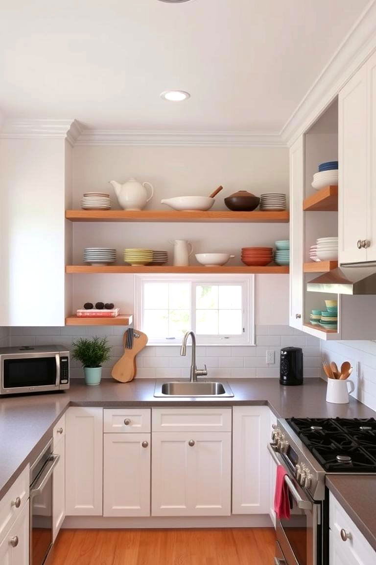 Open Shelving for Display and Accessibility - 24 U Shaped Kitchen Ideas