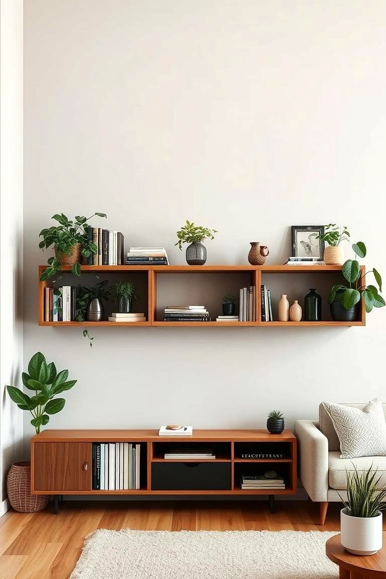 Open Shelving for Display and Storage - 24 Modern Living Room Ideas