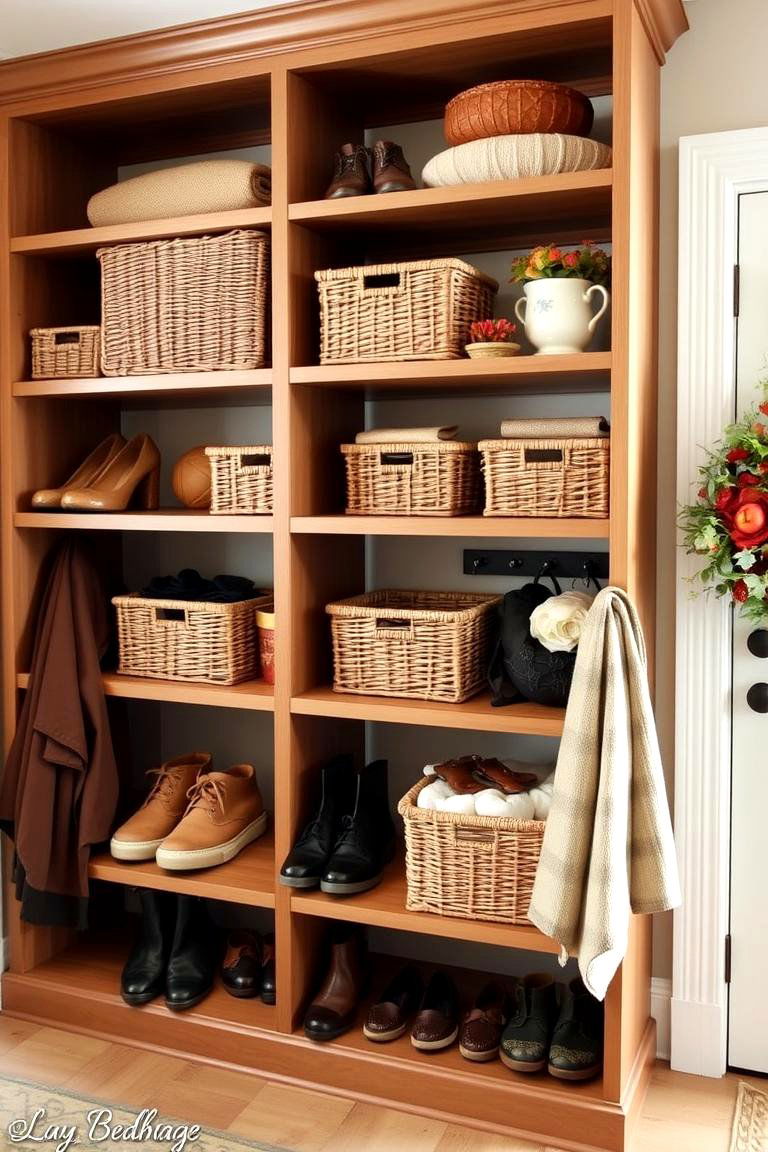 Open Shelving for Easy Access - 24 Farmhouse Mudroom Ideas