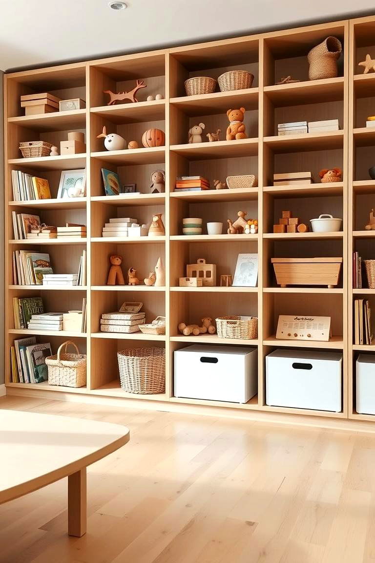 Open Shelving for Easy Access - 24 montessori nursery ideas