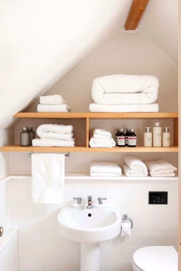 Open Shelving for Extra Storage - 24 Attic Bathroom Ideas