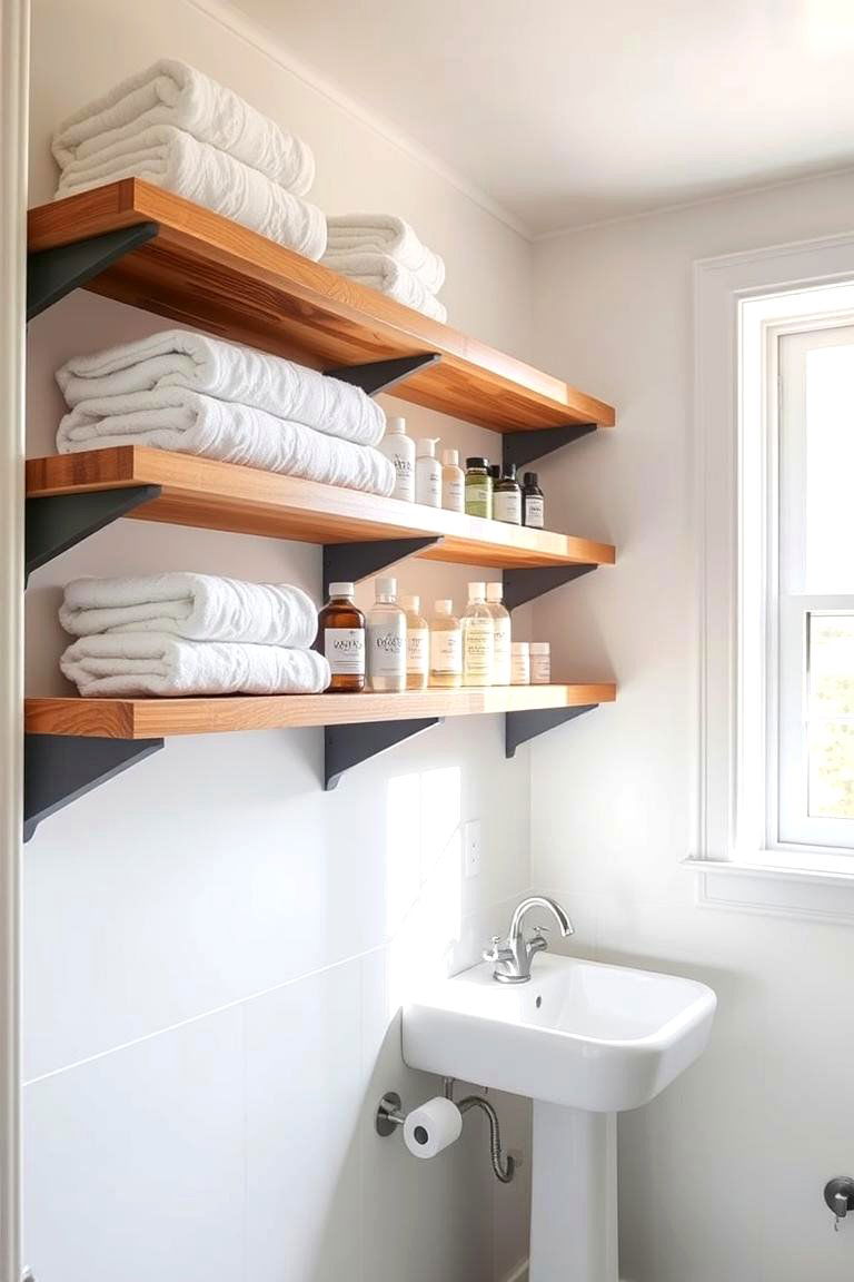 Open Shelving for Quick Access - 24 Bathroom Closet Ideas