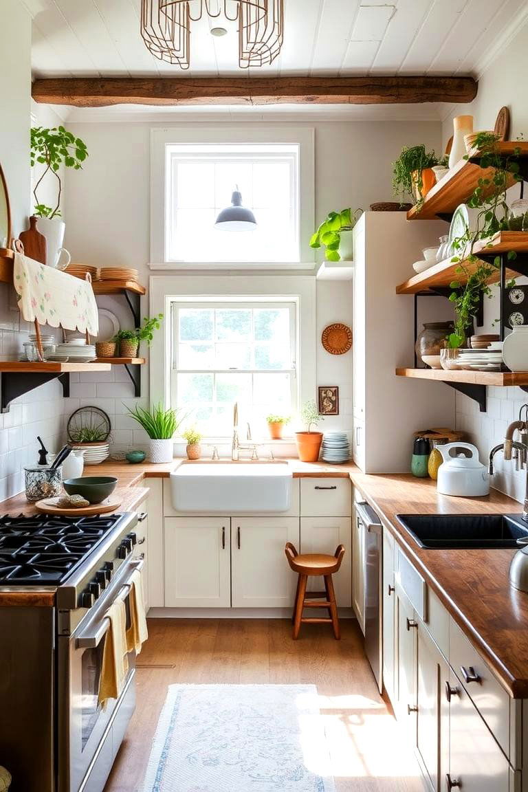 Open Shelving for an Airy Rustic Feel - 24 Split Level Kitchen Design Ideas