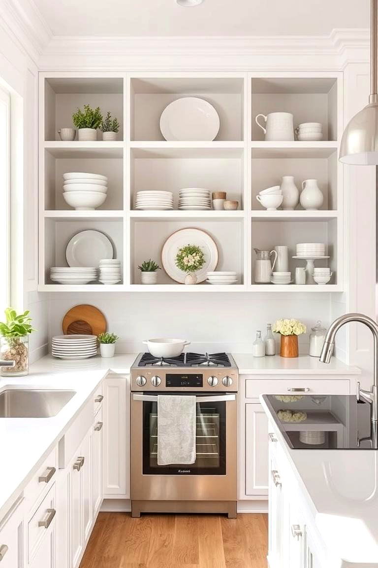 Open Shelving in White Kitchens - 24 White Kitchen Ideas
