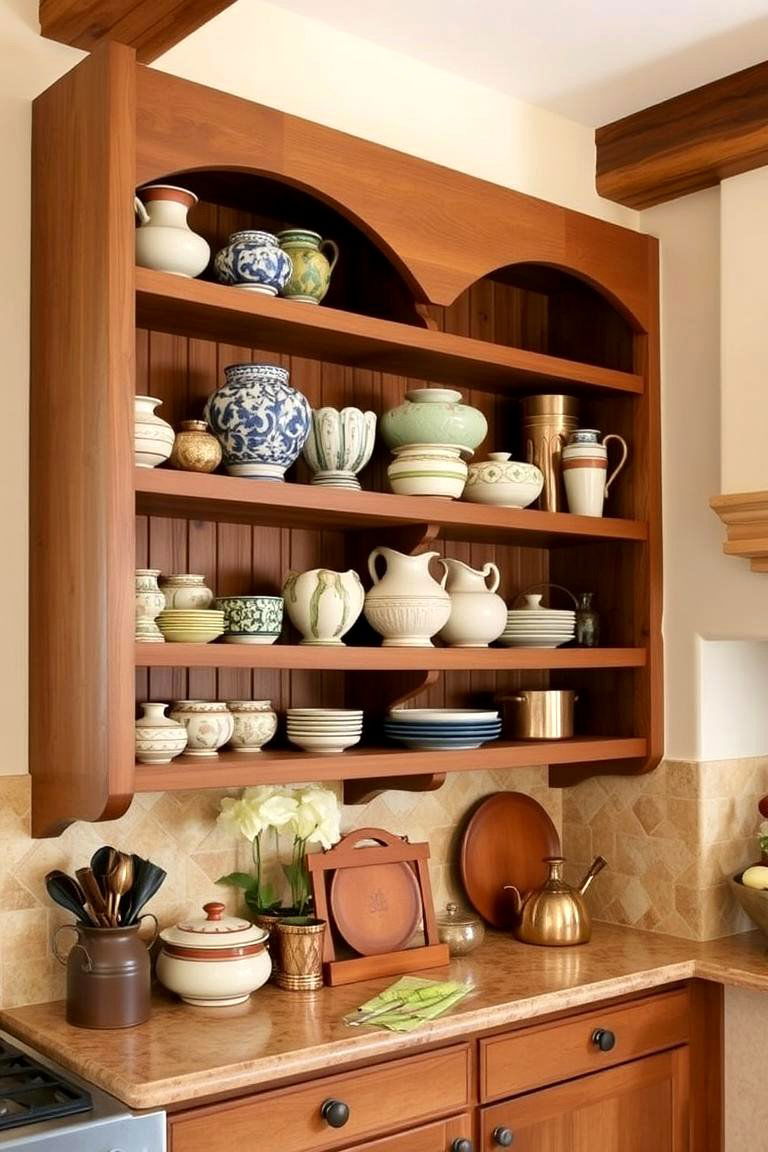 Open Shelving in the Kitchen - 24 Tuscan Interior Design Ideas