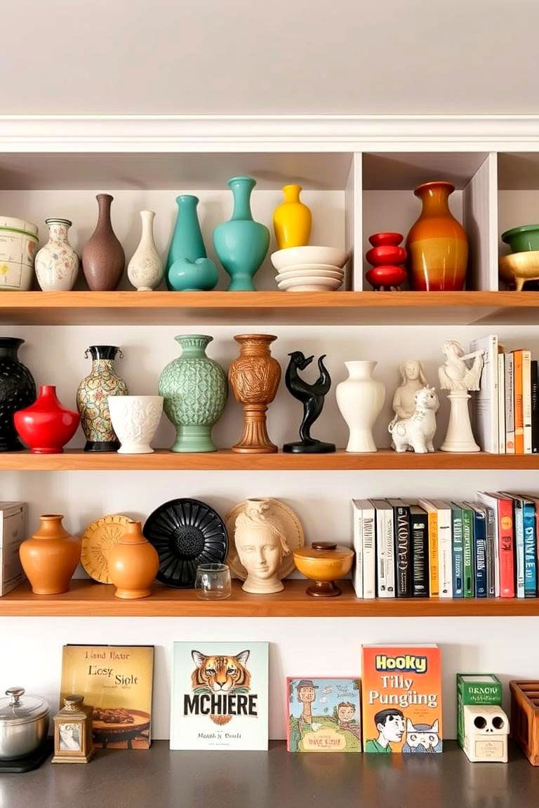 Open Shelving with Decorative Objects - 24 Eclectic Interior Design Ideas