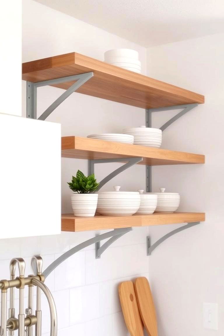 Open Shelving with Grey Accent Charm - 24 Grey and White Kitchen Designs