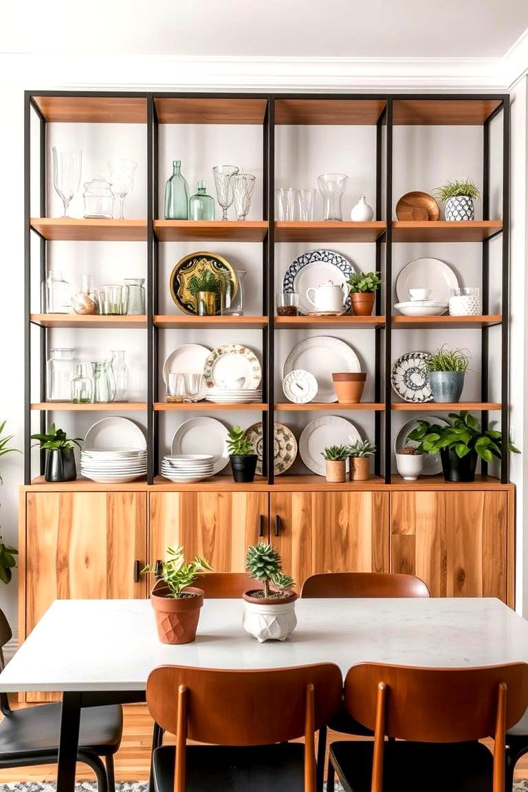 Open Shelving with Personal Touches - 24 Eclectic Dining Room Ideas