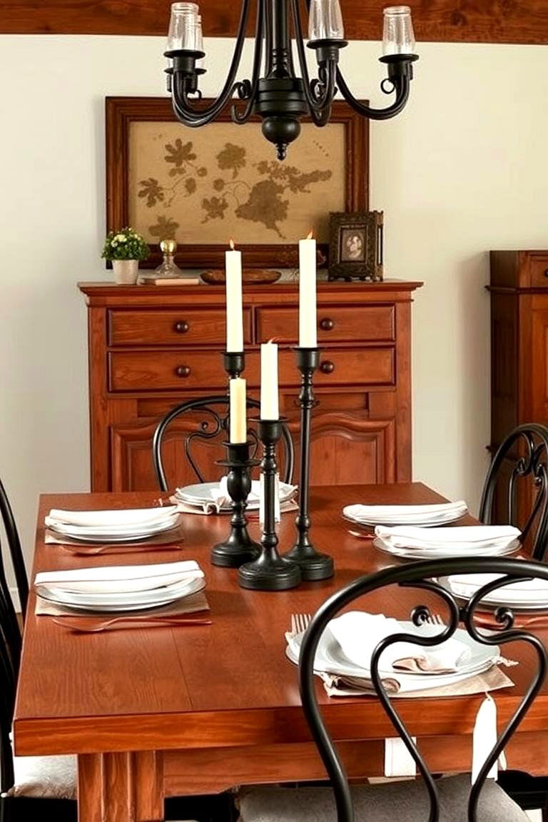 Open Shelving with Rustic Decorative Items - 24 Rustic Dining Room Ideas