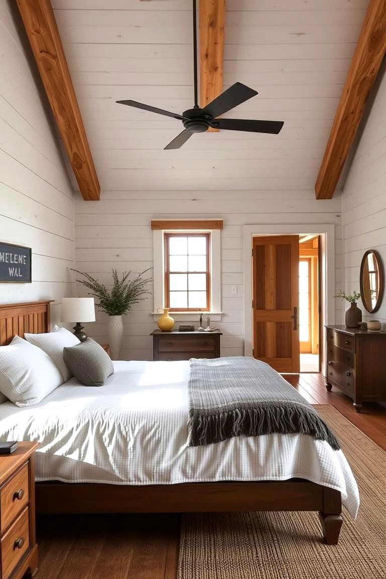 Open Shiplap Walls - 24 Country Bedroom Ideas
