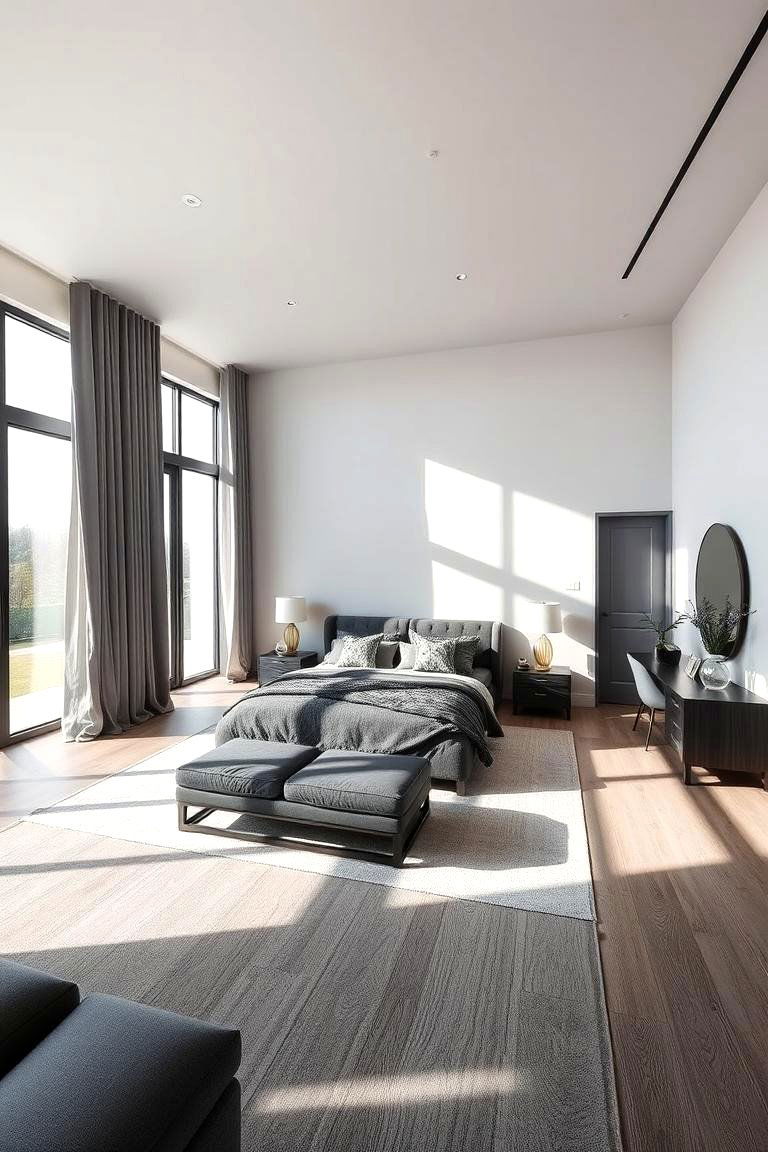 Open Space Flow - 24 Dark Grey Bedroom Ideas