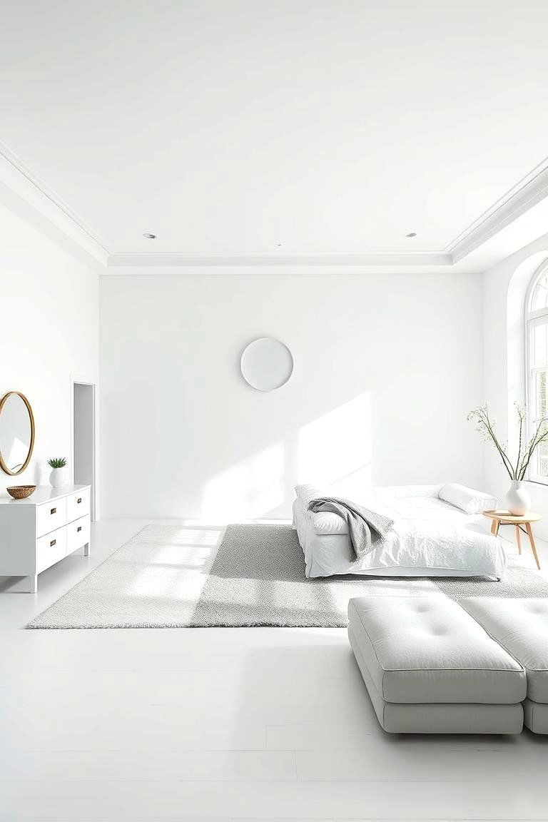 Open Space Layout - 24 Small White Bedroom Ideas