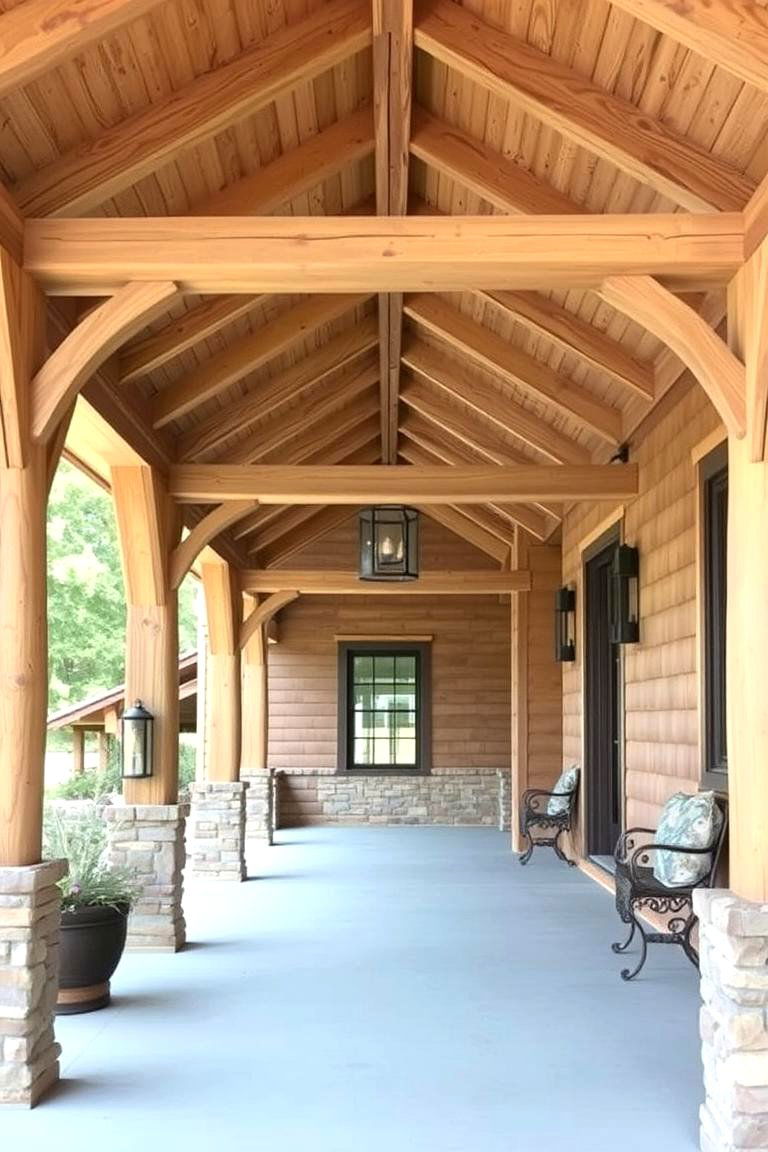 Open Wood Beam Porch - 24 Small Cape Cod Front Porch Ideas