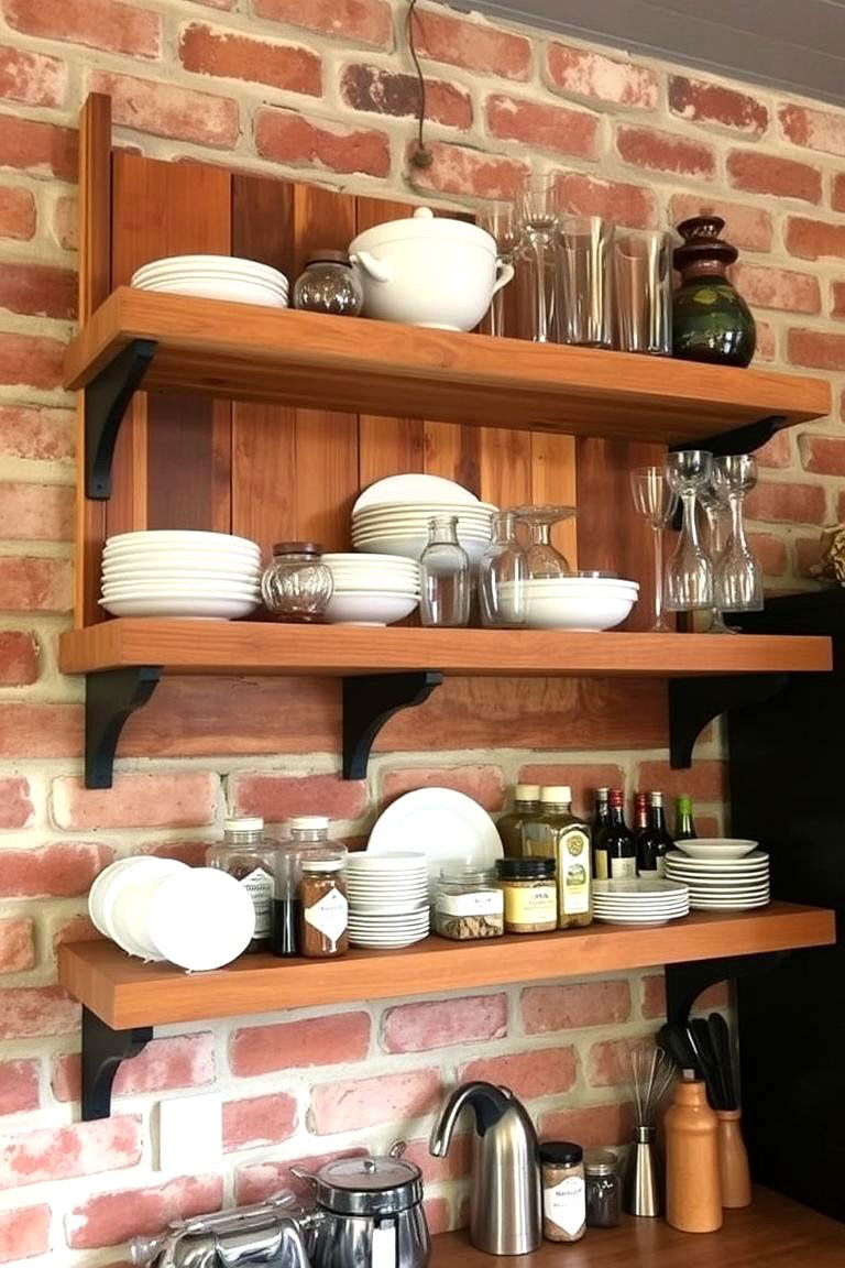 Open Wooden Shelving - 24 Natural Kitchen Design Ideas