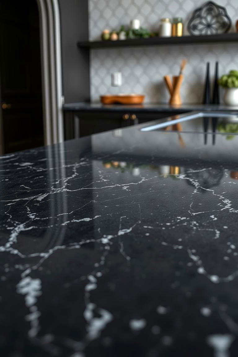 Opt for Dark Granite or Quartz Countertops - 24 Gothic Kitchen Ideas