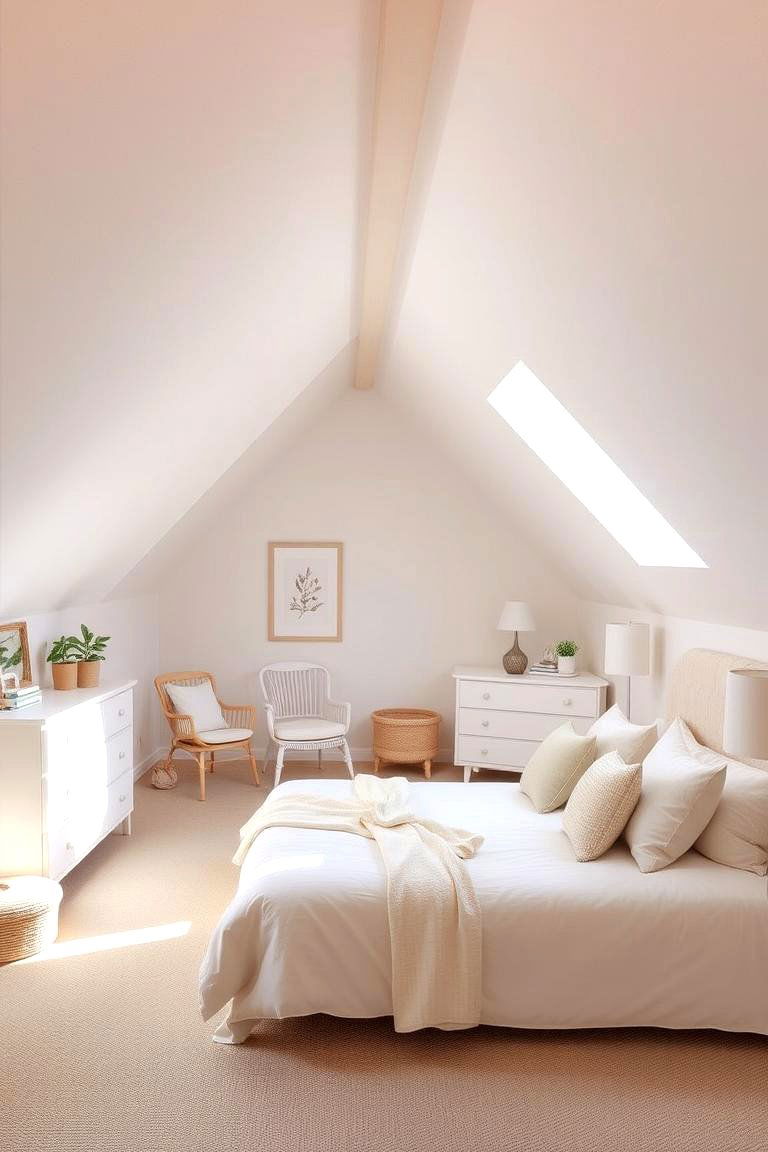 Opt for Neutral Tones for a Calming Effect - 24 Attic Bedroom Ideas