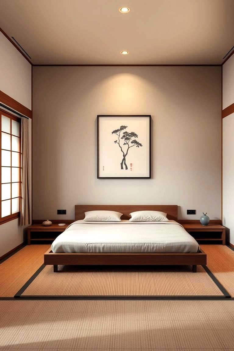 Opt for Simple and Meaningful Wall Art - 24 Japanese Bedroom Design Ideas