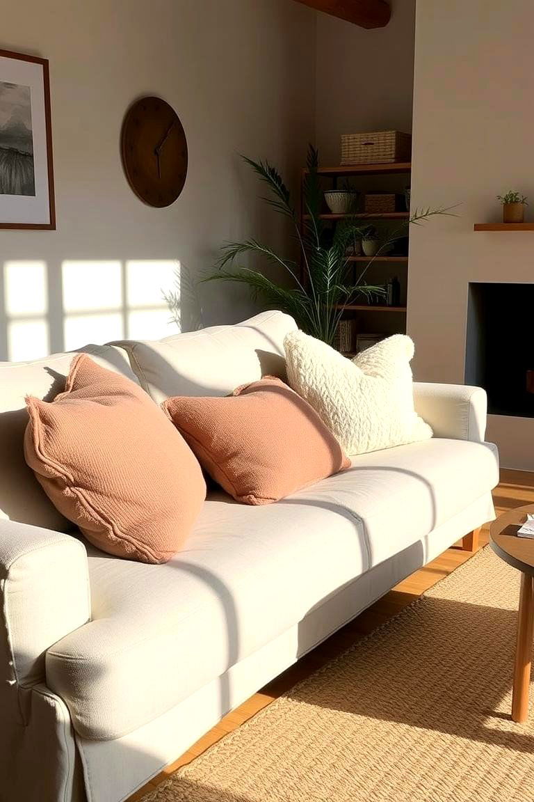 Opt for Soft Organic Fabrics - 24 Earthy Living Room Decor Ideas