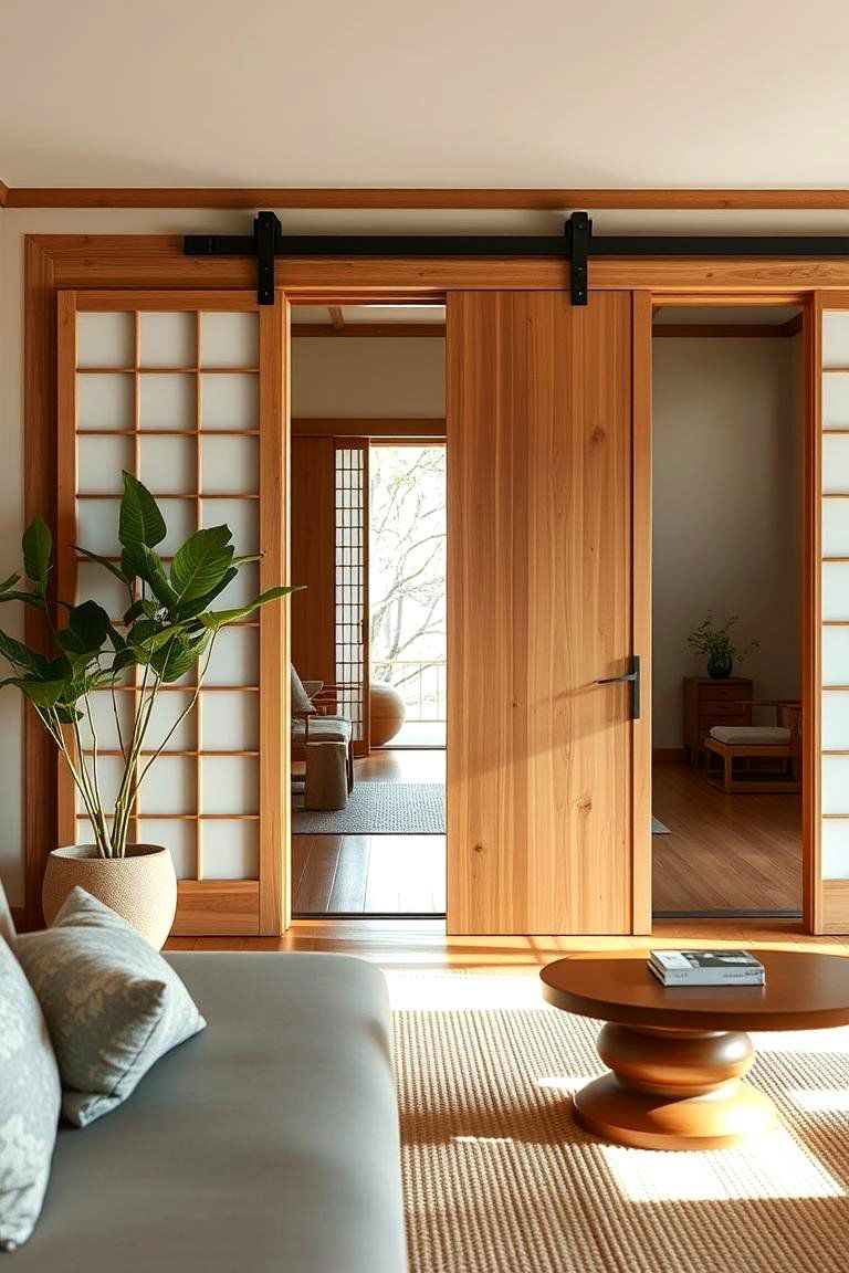 Opt for Statement Lighting - 24 Japandi Living Room Ideas